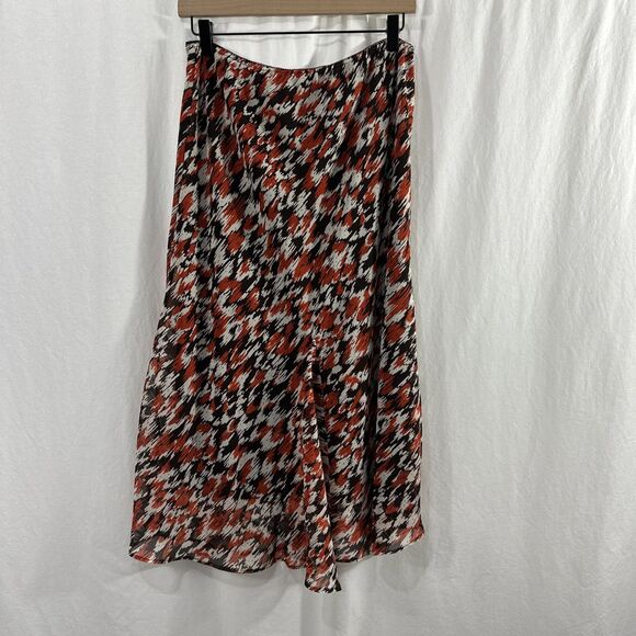Cato Orange Brown Artsy Flowy Elastic Waist Pull On Skirt Womens Size M Fall - Picture 2 of 9